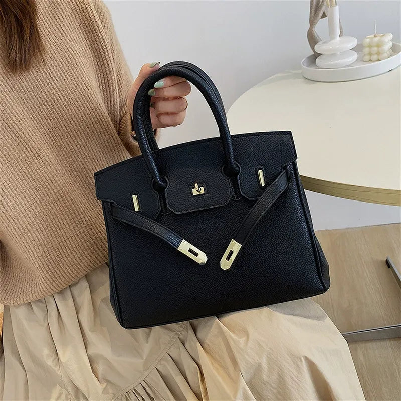 Kalonbd Togo Platinum Handbag-Black