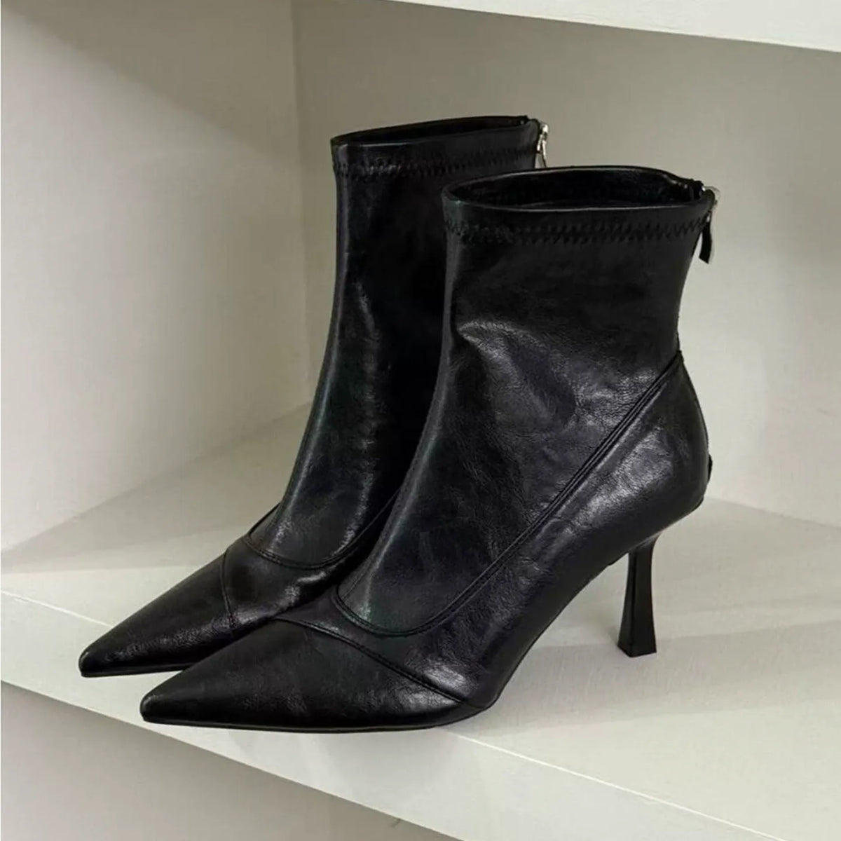Kalonbd Black Pointed-Toe Stiletto Boots(Pre-book)
