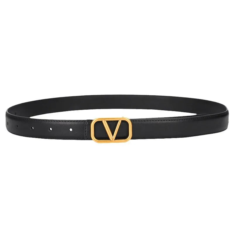 V-brand slim leather belt -Black(Pre-book) - KALONBD.COM