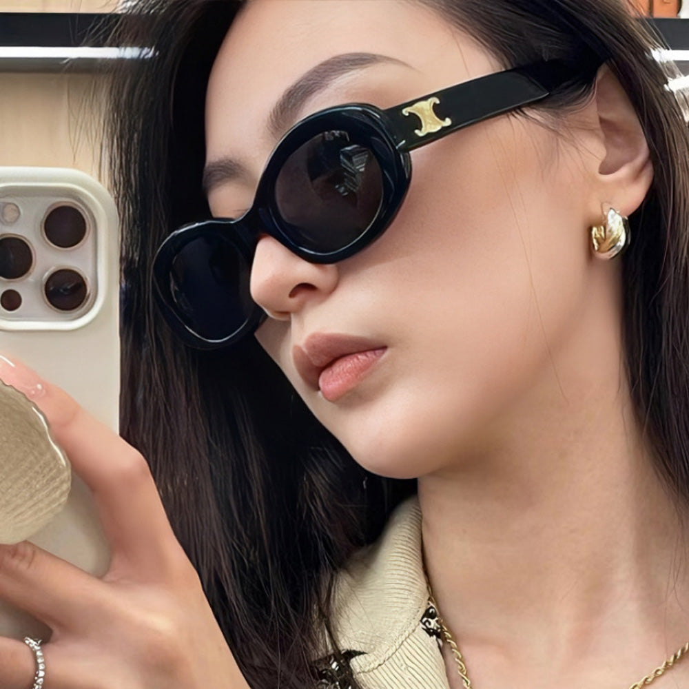 C letter anti-uv sunglass black - KALONBD.COM