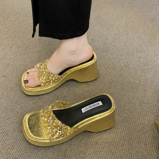 Sequined soft sole slipper