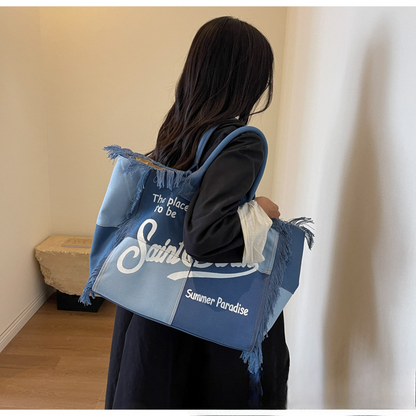 European Denim Print Tote Bag (Pre-book) - KALONBD.COM