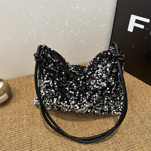 silver sequined outing bag