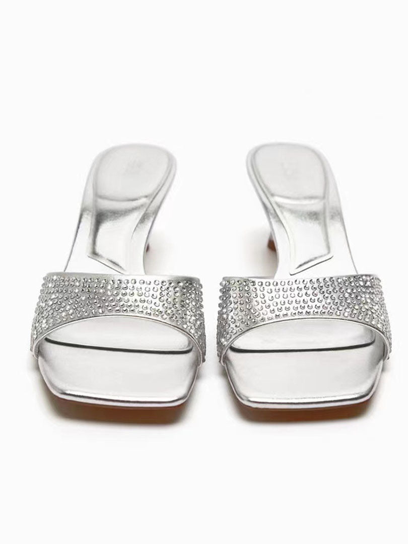 trending silver and diamond stone heel