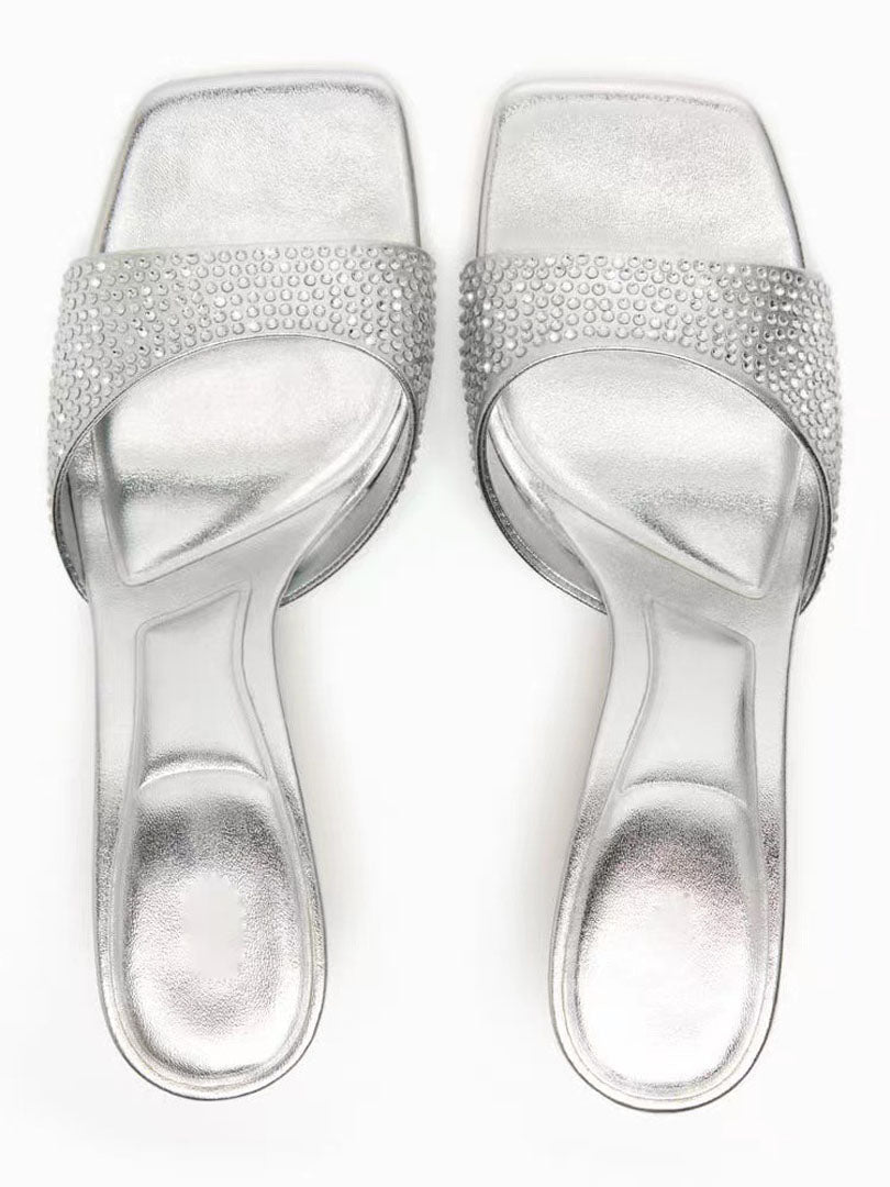 trending silver and diamond stone heel