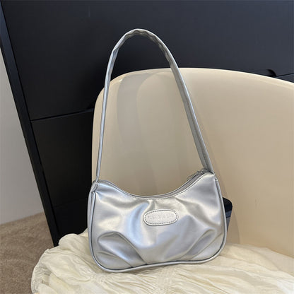 trending silver pleated armpit bag