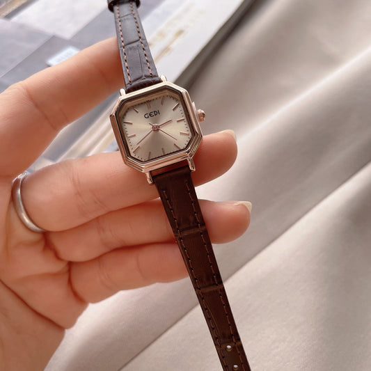 Retro exquisite small square belt watch-coffee (pre-book) - KALONBD.COM