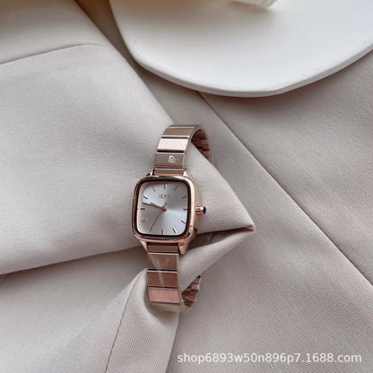 Retro square small dial watch-rose gold