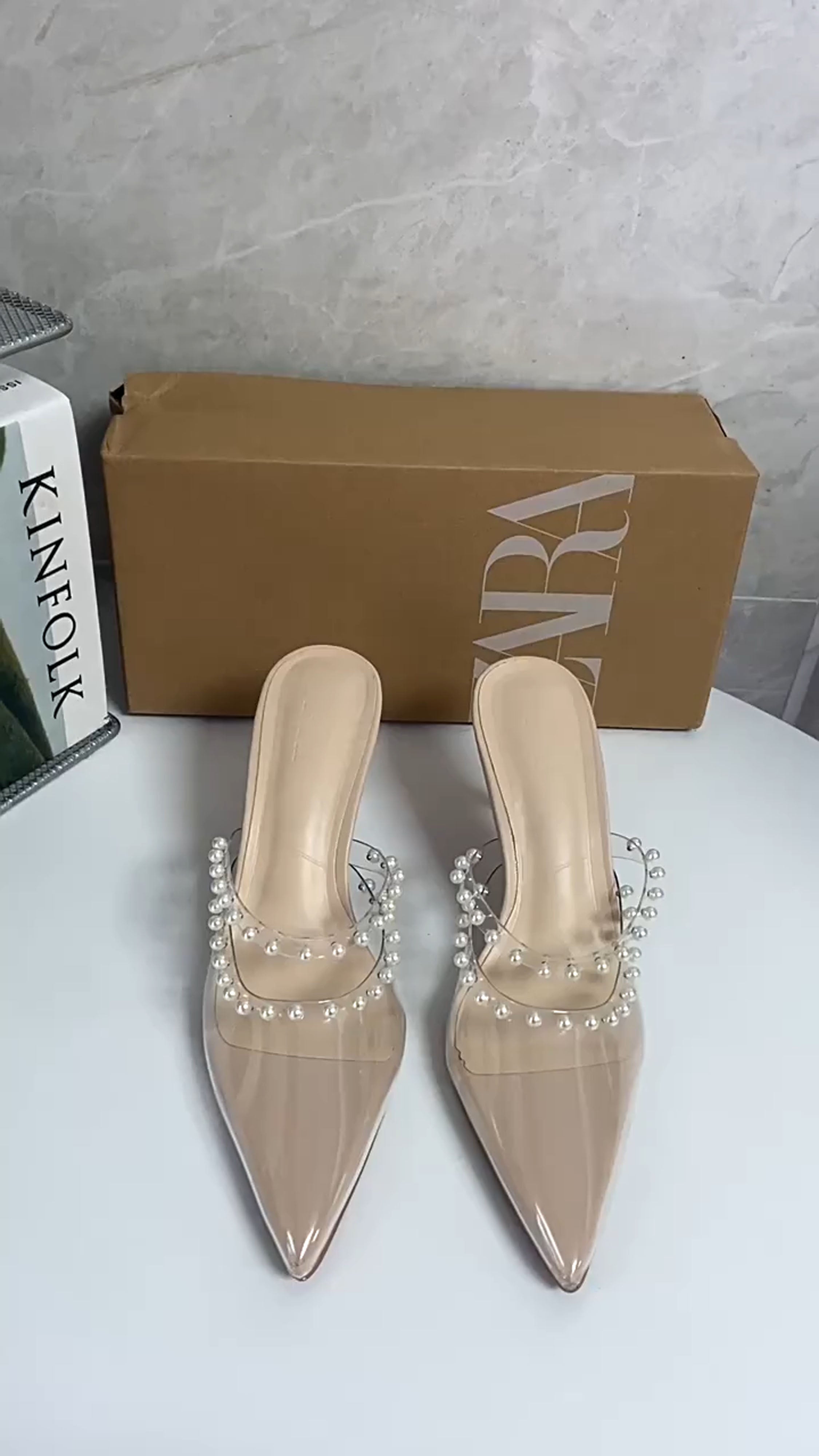 ZA 2025 transparent pearl heel (39, 41) - KALONBD.COM