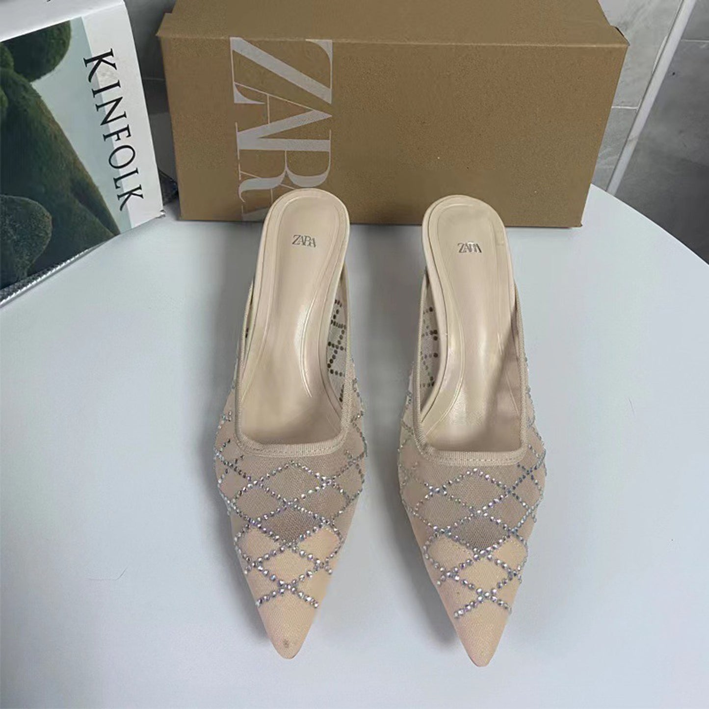 2023 ZA pointed toe crystal heel